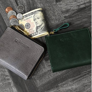 日本製 原創皮革 迷你錢包 L字形拉鍊 易於整理的緊湊設計