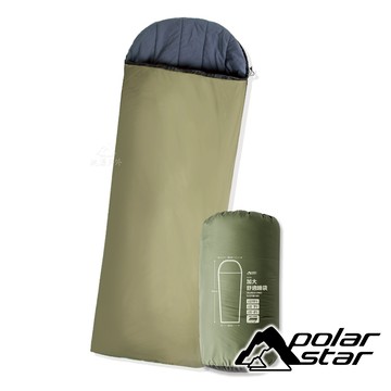 【PolarStar】加大舒適睡袋『軍綠/黑』P21720 露營.登山.戶外.好收納.可機洗.度假打工.背包客.自助旅行.居家.台灣製