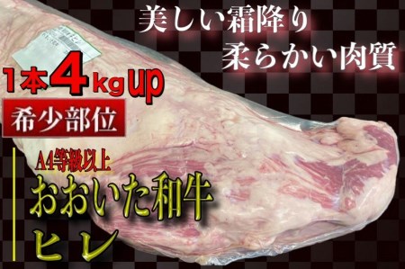 おおいた 和牛 ヒレ 塊 (4kg以上・1本) 国産 ステーキ 牛肉 豊後牛 BBQ バーベキュー 焼肉 ヒレ ヒレ肉 塊肉 惣菜 大分県 佐伯市