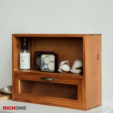 RICHOME 實木收納櫃(單抽) 復古桌上置物架 化妝品飾品梳妝台整理仿舊木盒 DR249 DR250 DR251
