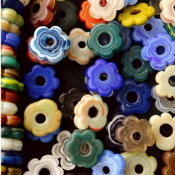 拾悦手作材料 / 隨機出貨不挑選/約19mm左右/土耳其窖爐燒製/啞光款土耳其花花琉璃/編繩串珠DIY半成品/台現貨出貨