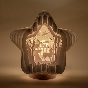 光影紙雕夜燈-聖誕星球大型夜燈款