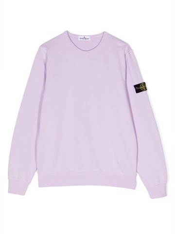 Stone Island Junior - logo-patch cotton sweatshirt - kids - Cotton - 10 yrs - Purple