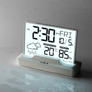 大螢幕數位時鐘 氣象電子鐘 透明鏡面多功能鬧鐘 溫濕度天氣圖示 日期星期顯示 檯鐘 臥室靜音桌鐘