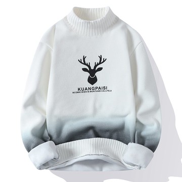 青少年毛衣男保暖加絨2021秋冬季新款韓版潮流半高領打底衫針織衫