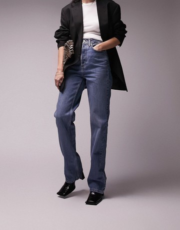 Topshop Kort jeans in mid blue