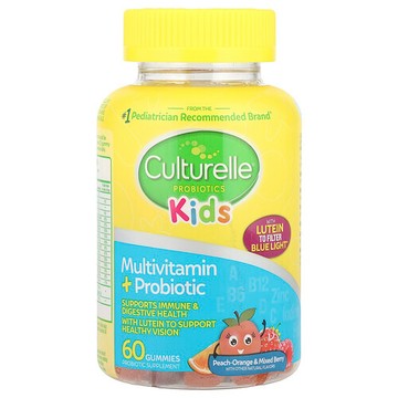 Culturelle, 兒童益生菌，多維生素 + 益生菌，桃橙混合漿果味，60 粒軟糖