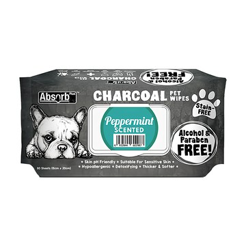 Absorb Plus 寵物活性碳濕紙巾 薄荷香味 15cm x 20cm  80張  1包