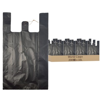 World Clean 黑色提把塑膠袋  10L  200個