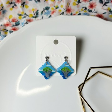 小琉球的環島旅行 花瓶岩 小琉球 台灣景色 手繪熱縮片 耳環