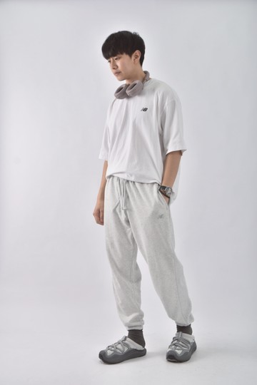 (L) 【范姜彥豐私服】new balance高腰男裝運動棉質束口灰色長褲