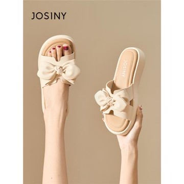 卓詩尼厚底拖鞋女夏季外穿2026新款蝴蝶結涼拖沙灘涼鞋海邊一字拖