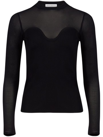 Nina Ricci - semi-sheer fine-knit top - women - Viscose - M - Black