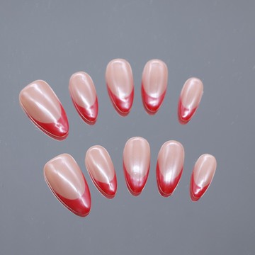 𝕌ℕ𝕀𝕂𝕆𝕆 杏仁海麗甲明星同款 正紅法式手工彩繪 純手工穿戴甲 指甲貼片 假指甲 手工穿戴甲