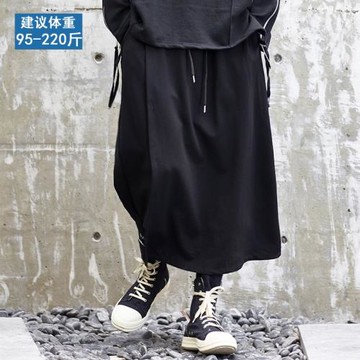 原創設計師款裙褲一體假兩件暗黑系男女寬松闊腿褲休閑百搭八分褲