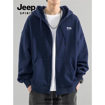 Jeep吉普男士連帽開衫衛衣2025秋季新款休閑拉鏈運動夾克外套上衣