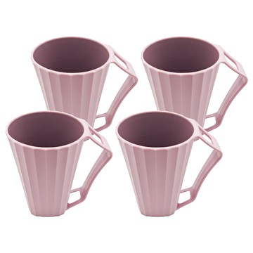 帶手柄漱口杯 簡約北歐風 雙色牙刷杯 手柄附有牙刷插槽 4入  藕粉色  1組