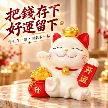 🔜 快速出貨 🔜『LINE禮物獨家』【招財貓的家】7寸開運招財貓 生日禮物 開業禮物 開運 招財 喬遷禮物 交換禮物＃CAT05702