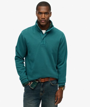Superdry Men's Cotton Classic Pique Half Zip Sweatshirt Green Size: Xxl