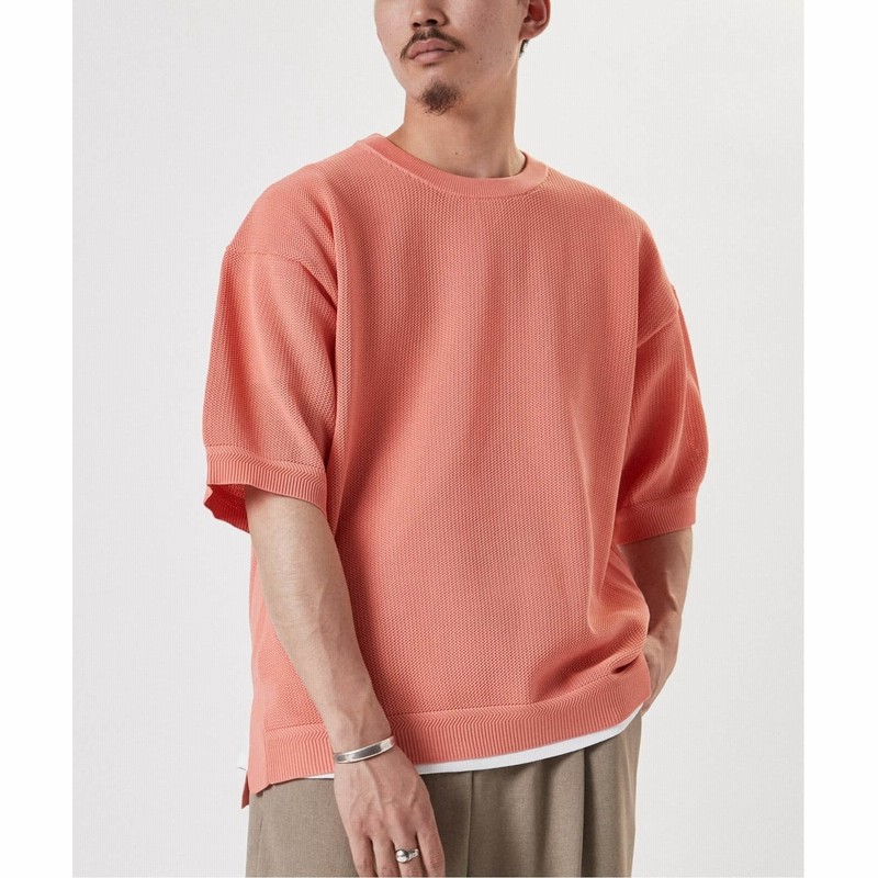 メンズ エディフィス 再入荷 スポンディッシュ リラックス ニット Tシャツ ピンク L 通販 Lineポイント最大1 0 Get Lineショッピング