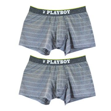 PLAYBOY 時尚網紋彈性平口褲2件組 PNE013  麻灰  L
