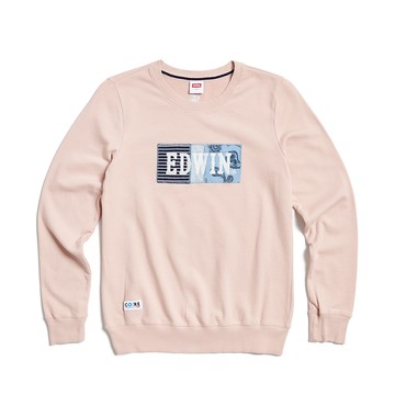 EDWIN｜CORE｜女裝｜環保再生丹寧拼貼印花長袖T恤