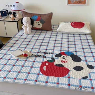 夏涼席親膚涼感絲卡通乳膠席三件套可折疊空調軟席可機水洗床墊子