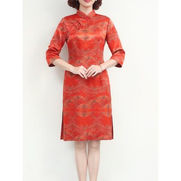 秋季真絲桑蠶絲高端媽媽婚宴禮服新中式旗袍2025國風喜婆婆婚宴裝