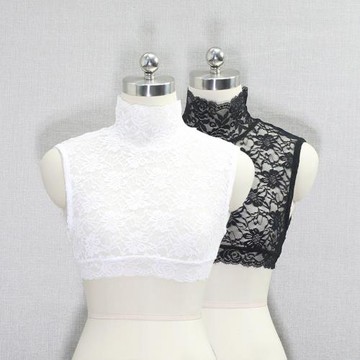 2018夏季新款韓版彈力蕾絲高領半截假領子女裝無袖假領套頭假衣領