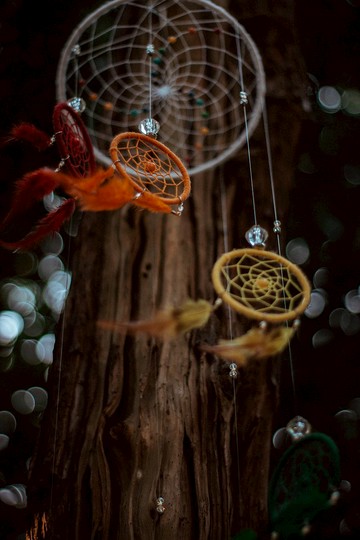 純手工捕夢網 Handmade Dreamcatcher－【彩虹吊燈】