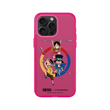 iPhone 15 Pro Max Clear 粉漾桃 - 航海王 One Piece - 角色系列-魯夫薩波艾斯