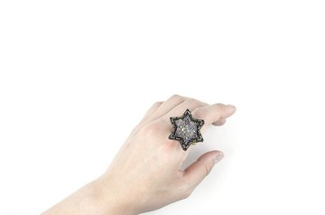 SUE BI DO WA - 手工製作皮革併合手織星星戒指(混合彩色)-Leather mix with yarn Star Ring