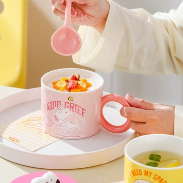正版 史努比 Snoopy  史努比 美式復古 立體公仔 帶蓋 大耳 馬克杯 360ml 馬克杯 杯子 禮物  咖啡杯