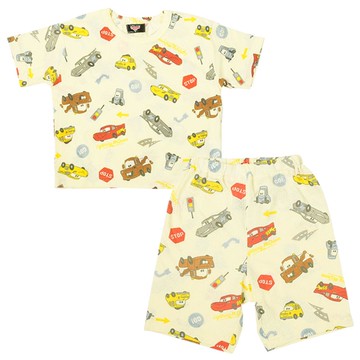 akachan honpo - 短袖家居服-滿版印花 汽車總動員-奶油色