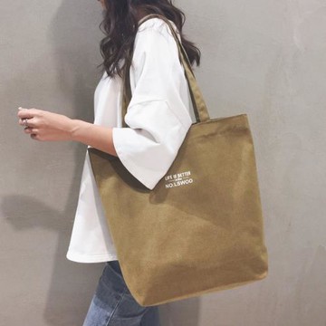時尚復古風超大容量包包女純色簡約通勤帆布包休閑百搭單肩托特包