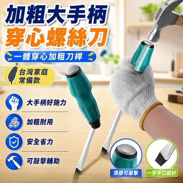新品熱賣✨加粗大手柄穿心螺絲刀一字十字高錳鋼平口改錐工業一體敲擊起子 NUZU