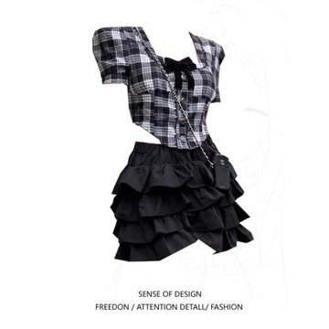 大碼胖妹妹法式復古蝴蝶結方領襯衫女夏泡泡袖不規則短款小眾上衣