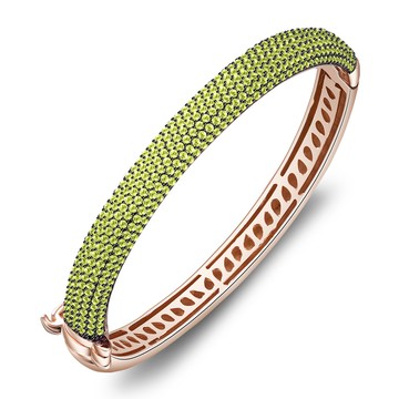 KATROY．手環．純銀．半圈滿鑽．墨綠鋯款