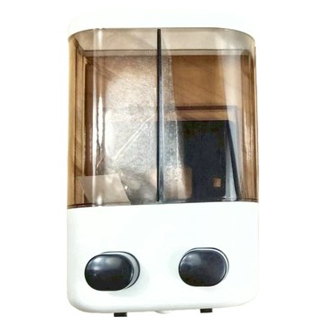 SELLERY 手壓給皂機 壁掛式雙槽 適用於住家/民宿/飯店/公共場所/公司行號 台灣製造  白色 + 透明色  1個