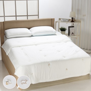 【寢室安居】韓國廣藏市場Songhwa高級刺繡水洗四季被2.3kg-雙人200*230cm-純潔白北極熊（韓國棉被/抗塵蹣/可機洗/韓國被）_廠商直送