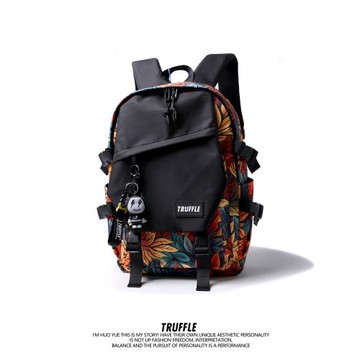 TRUFFLE樹葉初中生大容量男書包小學生休閑雙肩包女戶外旅行背包
