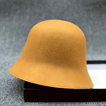 日系羊毛水桶帽簡約輕奢多色小沿盆帽女漁夫帽子休閑保暖毛呢禮帽1入