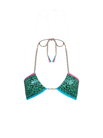 MC2 Saint Barth Green Leopard Bandeau Top With Piping