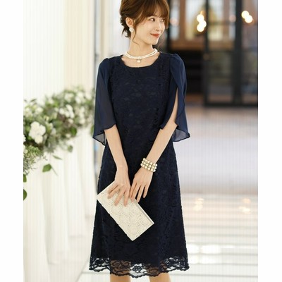 Pour Vous チューリップスリーブレースワンピースパーティードレス レディース ネイビー Pourvous 通販 Lineポイント最大get Lineショッピング