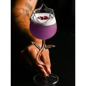 由來已久創意玫瑰花高腳雞尾酒杯香檳杯ins風紅酒葡萄酒杯設計師