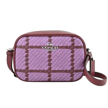 COACH CN758 MINI JAMIE 格紋印花皮革斜背相機包.紫