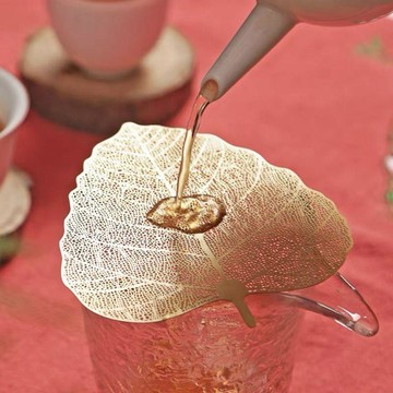 🔥臺灣熱賣⚡️茶漏純銅菩提葉茶濾茶隔過濾網濾茶器漏斗創意功夫茶具零配件🎉