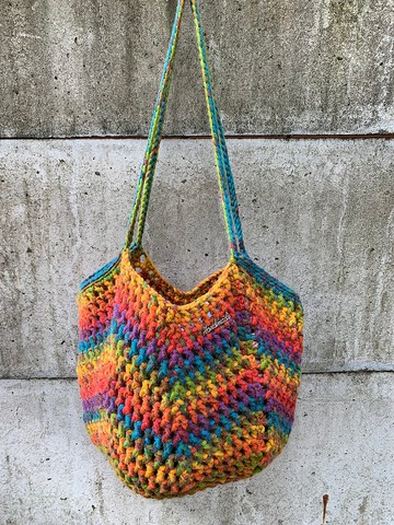 美國棉鏤空包/手工製作/彩虹洞洞包/單肩包