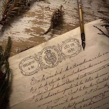 1842年西班牙女王伊莎貝爾二世百年印花稅紙手寫文件