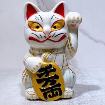 【狐緣萬富】日本清水燒招財貓 | 白狐
